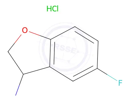 Chemical structure of 5-Fluoro-2,3-dihydro-1-benzofuran-3-amine hydrochloride