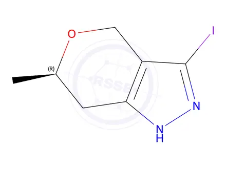 Chemical structure of (R)-3-iodo-6-methyl-1,4,6,7-tetrahydropyrano[4,3-c]pyrazole