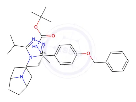 Chemical structure of (1S)-N-tert-Butyloxycarbonyl-1-(4-benzyloxyphenyl)-3-[(3-exo)-3-[3-methyl-5-(1-methylethyl)-4H-1,2,4-triazol-4-yl]-8-azabicyclo[3.2.1]oct-8-yl]propylamine