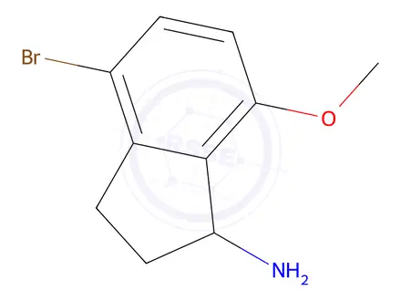 Chemical structure of 1H-Inden-1-amine, 4-bromo-2,3-dihydro-7-methoxy-