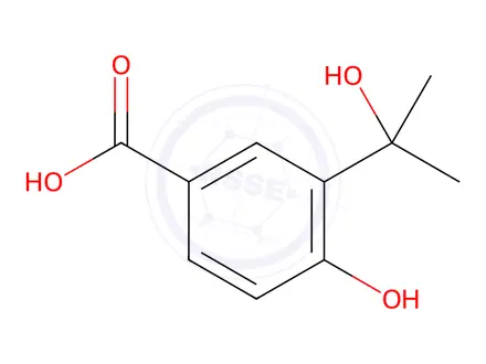 Chemical structure of Benzoic acid, 4-hydroxy-3-(1-hydroxy-1-methylethyl)-