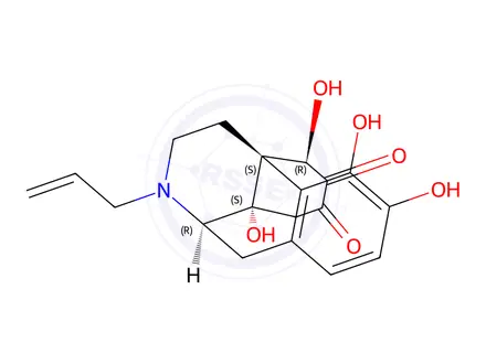 Chemical structure of (4bS,5R,8aS,9R)-11-allyl-3,4,5,8a-tetrahydroxy-8,8a,9,10-tetrahydro-5H-9,4b-(epiminoethano)phenanthrene-6,7-dione