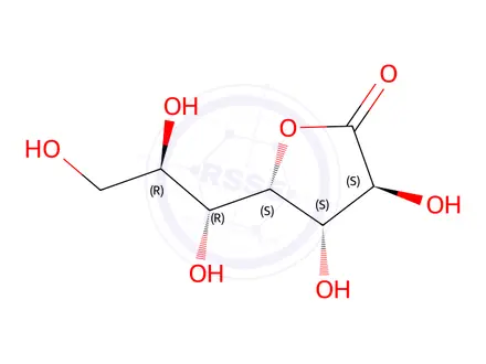 Chemical structure of (3S,4S,5S)-3,4-dihydroxy-5-((1R,2R)-1,2,3-trihydroxypropyl)dihydrofuran-2(3H)-one