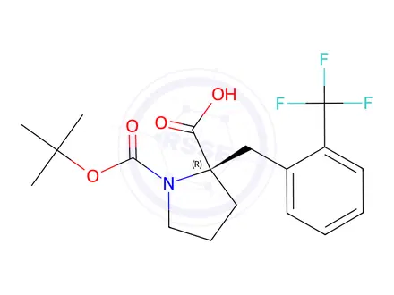 Chemical structure of (R)-1-(tert-Butoxycarbonyl)-2-(2-(trifluoromethyl)-benzyl)pyrrolidine-2-carboxylic acid
