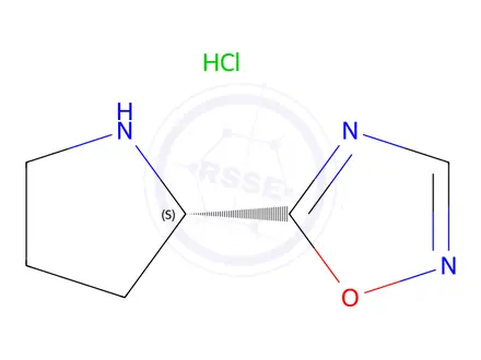 Chemical structure of 5-[(2S)-pyrrolidin-2-yl]-1,2,4-oxadiazole hydrochloride