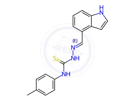 Chemical structure of 3-[(Z)-[(1H-indol-4-yl)methylidene]amino]-1-(4-met hylphenyl)thiourea