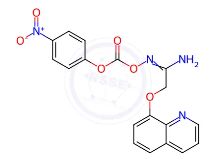 Chemical structure of N-(((4-Nitrophenoxy)carbonyl)oxy)-2-(quinolin-8-yloxy)acetimidamide