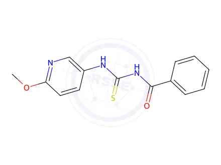 Chemical structure of N-((6-methoxypyridin-3-yl)carbamothioyl)benzamide