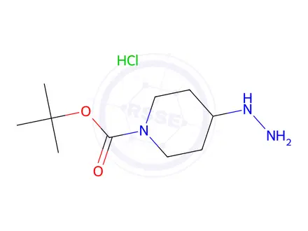 Chemical structure of tert-Butyl 4-hydrazinylpiperidine-1-carboxylate hydrochloride