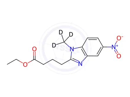 Chemical structure of 1-Methyl-5-nitro-1H-benzimidazole-2-butanoic Acid Ethyl Ester-d3