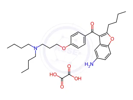 Chemical structure of Dronedarone Hydrochloride Impurity 2 (Dronedarone Hydrochloride EP Impurity B Dioxalate)