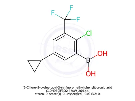 Chemical structure of (2-Chloro-5-cyclopropyl-3-(trifluoromethyl)phenyl)boronic acid