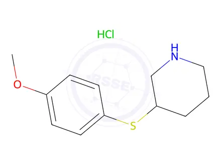 Chemical structure of 3-(4-METHOXYPHENYLSULFANYL)PIPERIDINE HCL