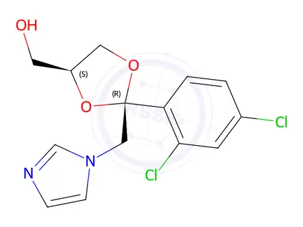 Chemical structure of cis-2-(2,4-Dichlorophenyl)-2-(1H-imidazol-1-ylmethyl)-1,3-dioxolane-4-methanol