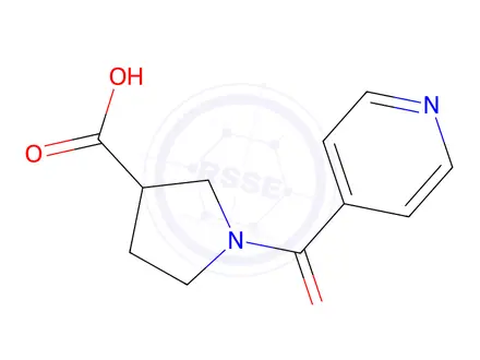 Chemical structure of 1-(pyridine-4-carbonyl)pyrrolidine-3-carboxylic acid