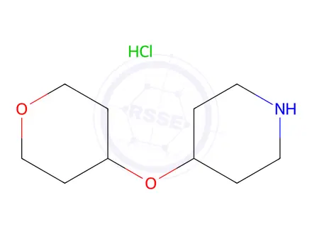 Chemical structure of 4-((Tetrahydro-2H-pyran-4-yl)oxy)piperidine hydrochloride