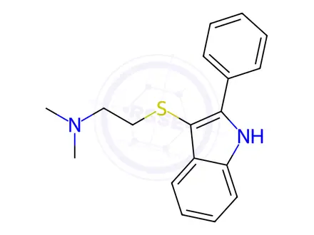 Chemical structure of N,N-Dimethyl-2-((2-phenyl-1H-indol-3-yl)thio)ethanamine