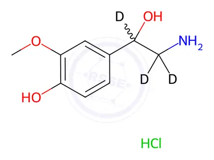 Chemical structure of NorMetanephrine-[D3] hydrochloride
