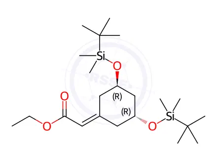 Chemical structure of (3R-trans)-[3,5-Bis[[(1,1-dimethylethyl)dimethylsilyl]oxy]cyclohexylidene]-acetic Acid Ethyl Ester