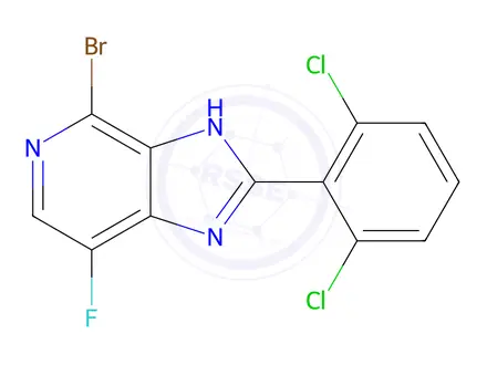 Chemical structure of 4-Bromo-2-(2,6-dichlorophenyl)-7-fluoro-1H-imidazo[4,5-c]pyridine