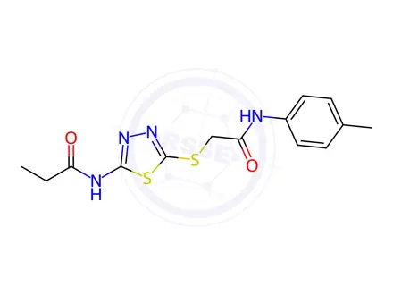 Chemical structure of N-(5-((2-Oxo-2-(p-tolylamino)ethyl)thio)-1,3,4-thiadiazol-2-yl)propionamide