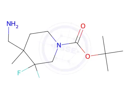 Chemical structure of tert-Butyl 4-(aminomethyl)-3,3-difluoro-4-methylpiperidine-1-carboxylate