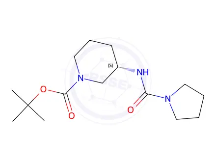 Chemical structure of (S)-tert-Butyl 3-?[(pyrrolidin-1-yl)carbonyl]amino?piperidine-1-carboxylate