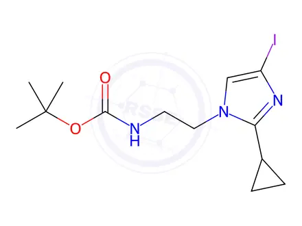 Chemical structure of Carbamic acid, N-[2-[2-(cyclopropylmethyl)-4-iodo-1H-imidazol-1-yl]ethyl]-, 1,1-dimethylethyl ester