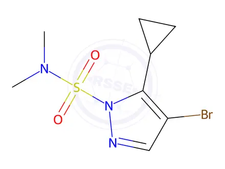 Chemical structure of 4-Bromo-5-cyclopropyl-N,N-dimethyl-1H-pyrazole-1-sulfonamide
