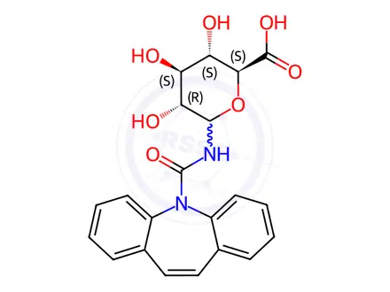 Chemical structure of beta-D-Glucopyranuronic acid, 1-deoxy-1-((5H-dibenz(b,f)azepin-5-ylcarbonyl)amino)-