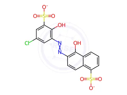 Chemical structure of 6-(5-Chloro-2-hydroxy-4-sulfophenylazo)-5-hydroxy-1-naphthalenesulfonic acid disodium salt