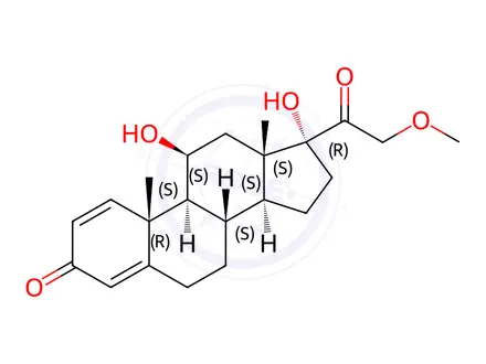 Chemical structure of Pregna-1,4-diene-3,20-dione, 11,17-dihydroxy-21-methoxy-, (11β)-(9CI)