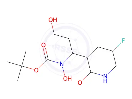 Chemical structure of tert-butyl N-[1-(5-fluoro-2-methoxy-3-pyridyl)-3-hydroxy-propyl]-N-hydroxy-carbamate