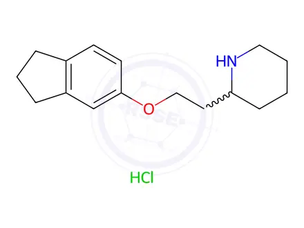 Chemical structure of 2-[2-(2,3-Dihydro-1H-inden-5-yloxy)ethyl]-piperidine hydrochloride