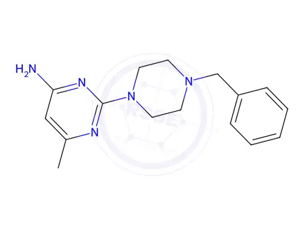 Chemical structure of 2-(4-Benzylpiperazin-1-yl)-6-methylpyrimidin-4-amine