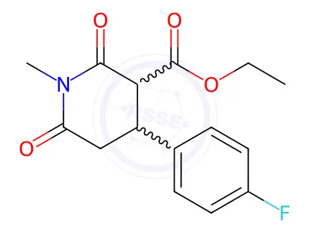 Chemical structure of ethyl 4-(4-fluorophenyl)-1-methyl-2,6-dioxopiperidine-3-carboxylate