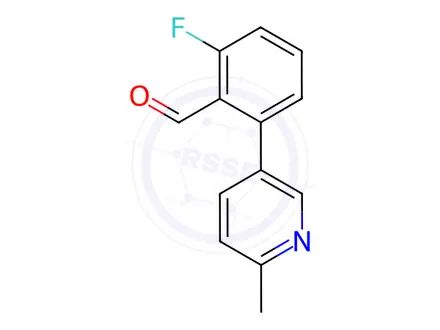 Chemical structure of 2-fluoro-6-(6-methylpyridin-3-yl)benzaldehyde