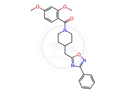 Chemical structure of 1-(2,4-dimethoxybenzoyl)-4-[(3-phenyl-1,2,4-oxadiazol-5-yl)methyl]piperidine