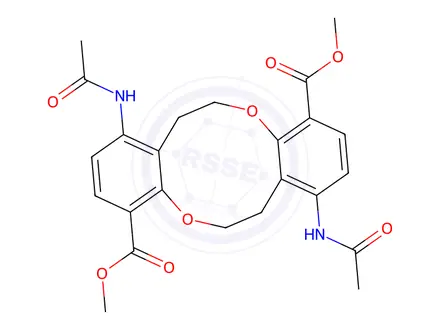 Chemical structure of dimethyl 1,8-diacetamido-6,7,13,14-tetrahydrodibenzo[b,g][1,6]dioxecine-4,11-dicarboxylate