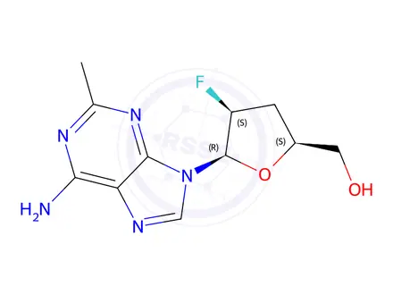 Chemical structure of 9-(2,3-Dideoxy-2-fluoro-β-D-threo-pentofuranosyl)-2-methyl-9H-purine-6-amine