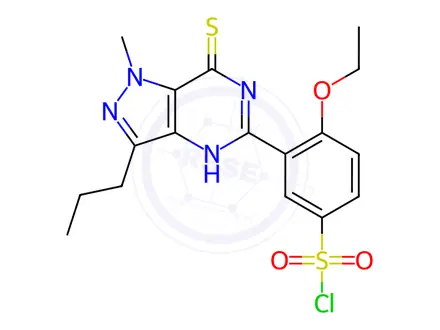 Chemical structure of 3-(6,7-Dihydro-1-methyl-3-propyl-7-thioxo-1H-pyrazolo[4,3-d]pyrimidin-5-yl)-4-ethoxy-benzenesulfonyl Chloride