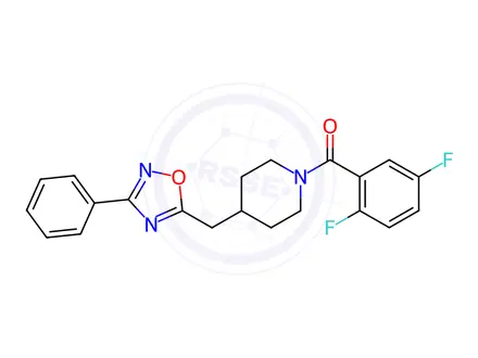 Chemical structure of 1-(2,5-difluorobenzoyl)-4-[(3-phenyl-1,2,4-oxadiazol-5-yl)methyl]piperidine