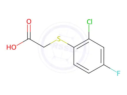 Chemical structure of 2-[(2-chloro-4-fluorophenyl)sulfanyl]acetic acid