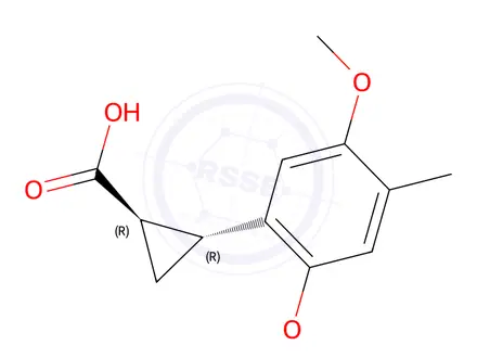 Chemical structure of Rac-(1R,2R)-2-(2,5-dimethoxy-4-methylphenyl)cyclopropane-1-carboxylic acid, trans