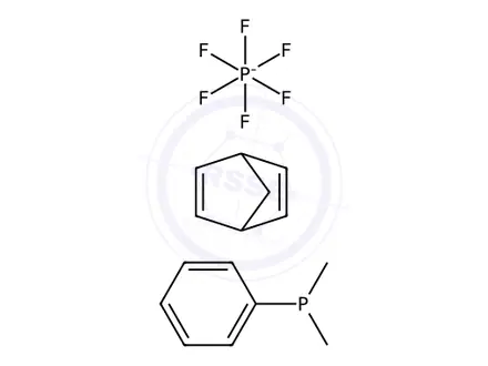Chemical structure of [TRIS(DIMETHYLPHENYLPHOSPHINE)](2,5-NORBORNADIENE)RHODIUM(I) HEXAFLUOROPHOSPHATE