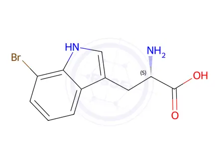 Chemical structure of (S)-2-amino-3-(7-bromo-1H-indol-3-yl)propanoic acid