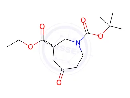 Chemical structure of O1-tert-butyl O3-ethyl 5-oxoazepane-1,3-dicarboxylate