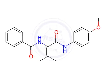 Chemical structure of Benzamide, N-[1-[[(4-methoxyphenyl)amino]carbonyl]-2-methyl-1-propenyl]-(9CI)