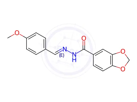 Chemical structure of N'-[(1E)-(4-Methoxyphenyl)methylidene]-2H-1,3-benzodioxole-5-carbohydrazide