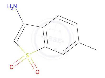 Chemical structure of 3-amino-6-methyl-1lambda6-benzothiophene-1,1-dione